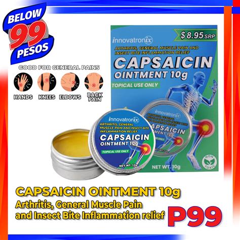 Below99pesos Innovatronix Capsaicin Ointment 10g Anti Arthritis Gout Joint Wrist Finger Neck ...