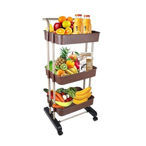 GRAZIA Saving Home Storage Organizer Racks and Self with Wheel 3-Tier ...