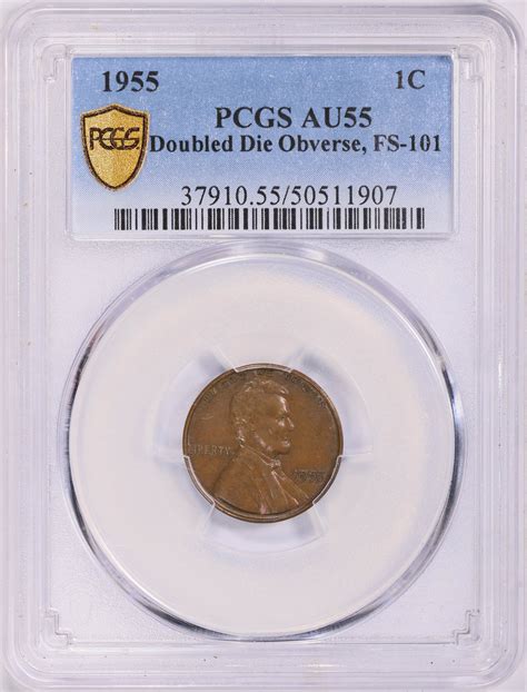 1955 Lincoln Cent Doubled Die Obverse FS-101 PCGS AU-55 BN (Item ...