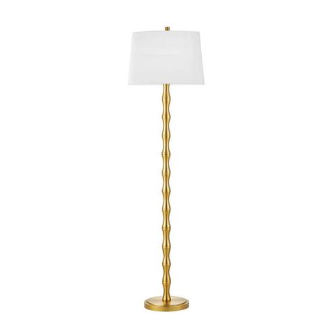 Elegant KYRID 61'' Antique Gold Floor Lamp, Modern Metal with White ...