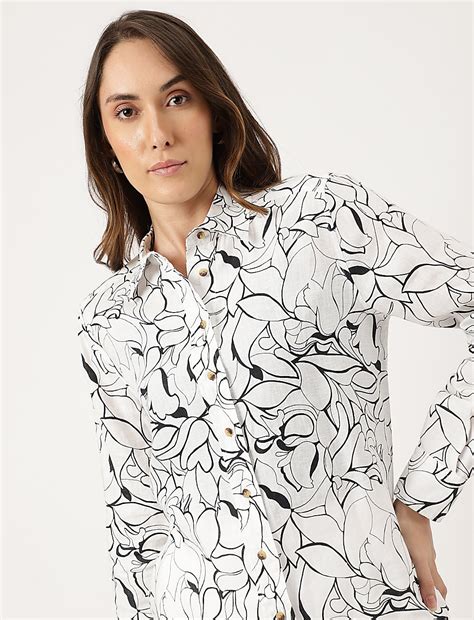 Buy Linen Floral Printed Regular Fit Shirt at Marks & Spencer