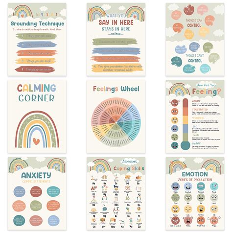 9 Calming Corner Mental Health Posters 12x15 Feelings Chart Kids ...