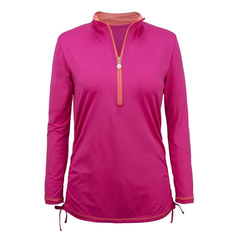 Women's Long Sleeve Half Zip Ruched Sun Shirt | Women long sleeve ...