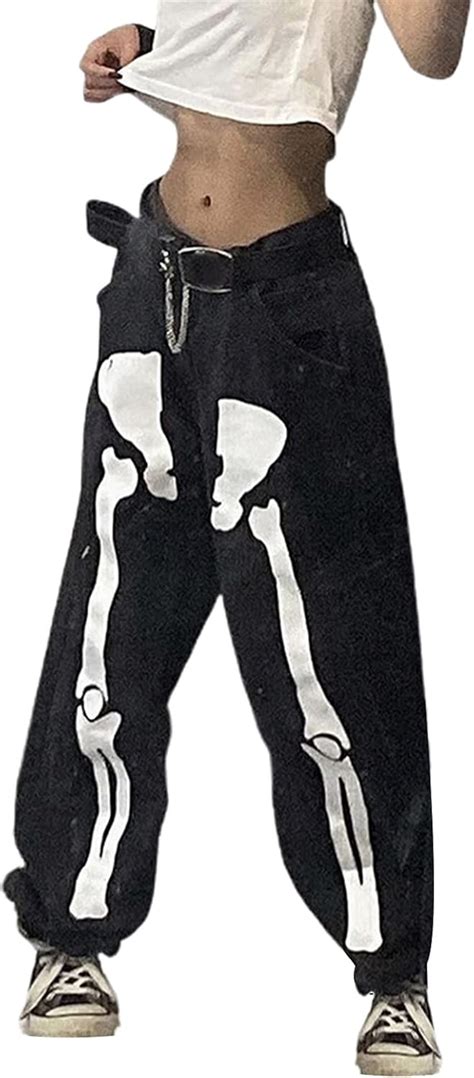 Skeleton Baggy Jeans Women Y2k E Girl High Waisted | Ubuy India