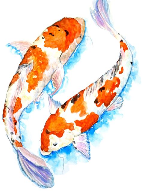 Two Koi Fish Painting Koi Fish Watercolo, Painting by Alona ...