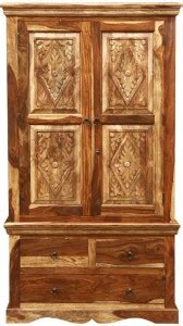 mk furniture 2 Door With 3 Drawers Wardrobe Solid Wood Cupboard Price ...