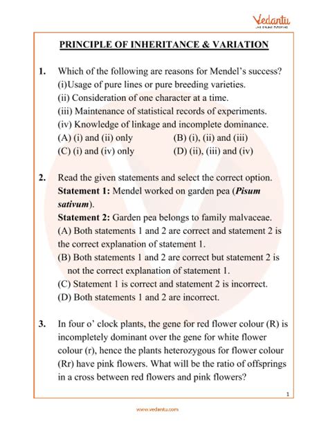 Image result for Principles of Inheritance and Variation KCET Questions