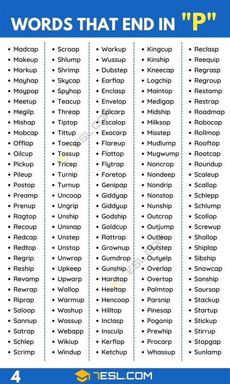 Words that End in P (1200+ Words in English) • 7ESL