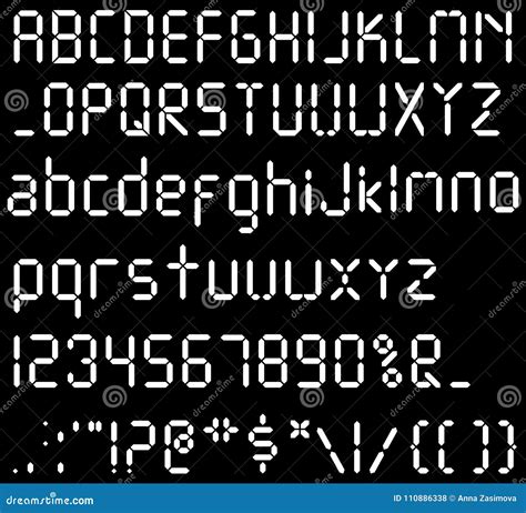 Digital Font. Alarm Clock Letters. Numbers and Letters Set for a ...