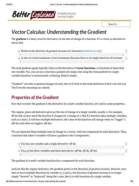 Vector Calculus - Understanding The Gradient - BetterExplained | PDF | Gradient | Maxima And Minima