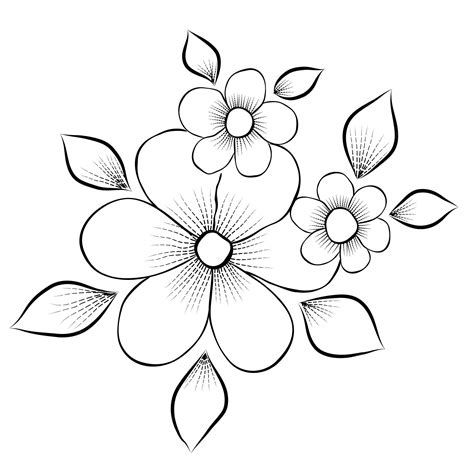Premium Vector | Free vector line art and hand drawing flower art black ...