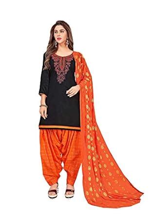 Buy Shonaya Women's Glace cotton Embroidered Unstitched Dress Material ...