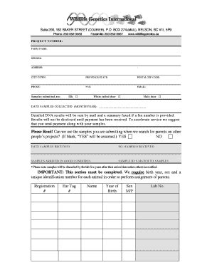 Fillable Online wildlifegenetics Game Farm Form - Wildlife Genetics ...
