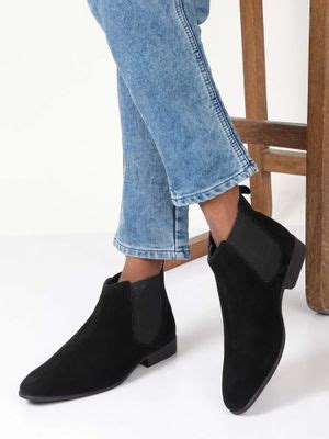 Buy Teakwood Men Black Suede Leather Mid-Top Chelsea Boots (EURO 40) Online