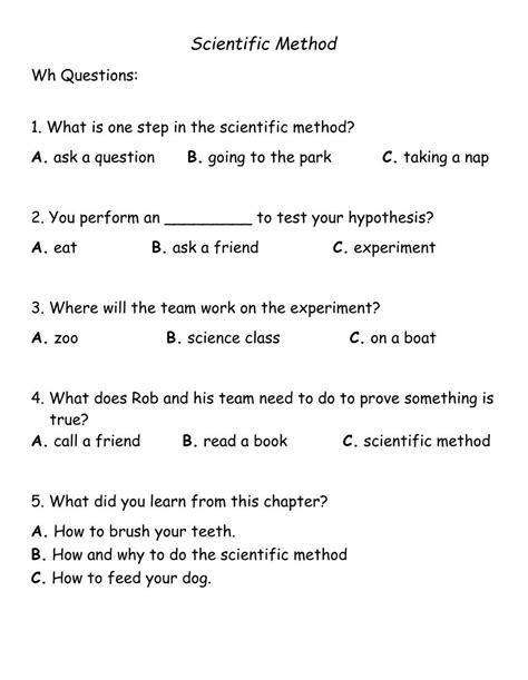 Scientific method Wh questions worksheet - Worksheets Library