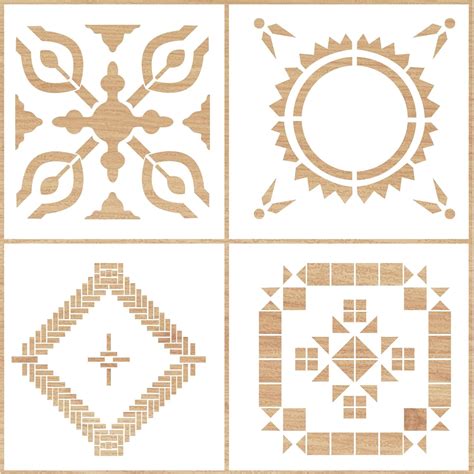 Buy Kayra Decor4 Pieces Reusable Tile Stencil 12 x 12 Inches Wall ...