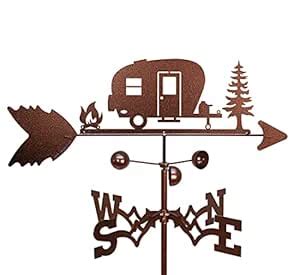 SWEN Products Happy Camper Camp Weathervanes (Roof Mount Included ...