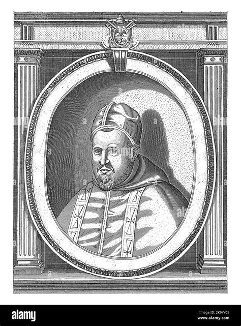 Portrait of Pope Paul V dressed in the papal robes, head with a camauro ...