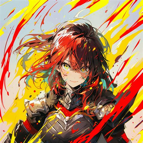 Download wallpaper 4096x4096 girl, warrior, armor, paint, anime, bright ...