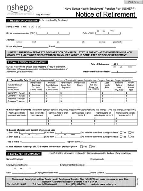 Fillable Online nshepp MEMBER INFORMATION (To be completed by Employer ...
