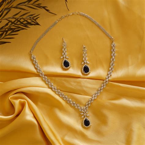 Drishti Sapphire Diamond Necklace Set – Zevar by Geeta