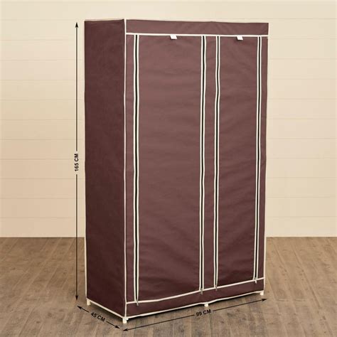 Buy Helios Archer Fabric Collapsible 2-Door Wardrobe - Brown from ...