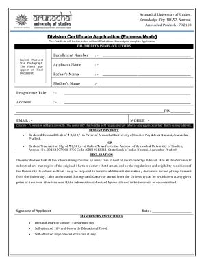 Fillable Online Division Certificate Application Fax Email Print ...