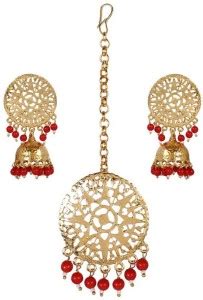 Steorra Jewels Brass Gold-plated Gold, Red Jewellery Set Price in India ...