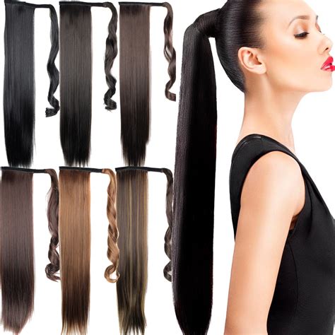 Daily Natural Long Straight Black Ponytail for Women Hair Piece ...