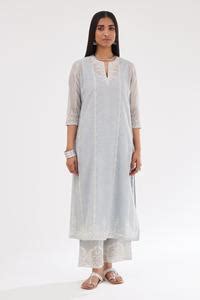 Buy Blue Cotton, Chanderi Sequins, Embroidery Hand Block Print Straight ...