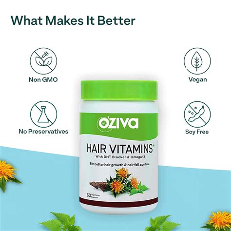 Buy OZIVA PLANT BASED HAIR VITAMINS 60 CAPSULES | HAIR VITAMINS FOR ...