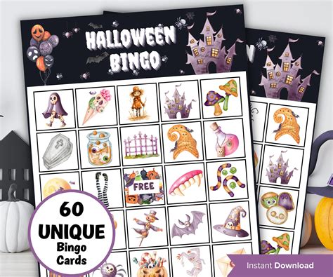 Halloween 60 Bingo Cards, Mix and Mingle bingo party games , activities ...