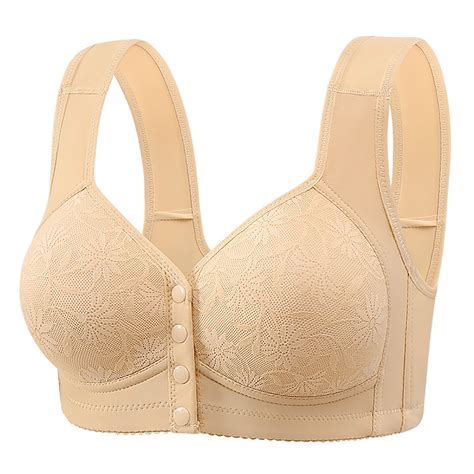 REORIAFEE Front Closure Bras Wireless Back Support Slightly Padded ...