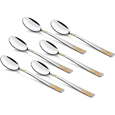 FnS RAGA 24 Karat Gold Plated Stainless Steel Tea Spoon (Set of 6 ...