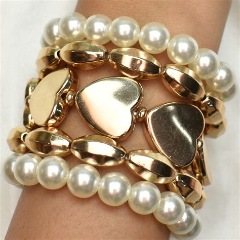 TFC Pearl Radiance Gold Bracelet (Stack of 5)