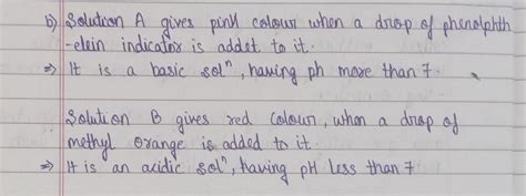 Solutions A gives pink colour when a drop of phenolphthalein indicator ...