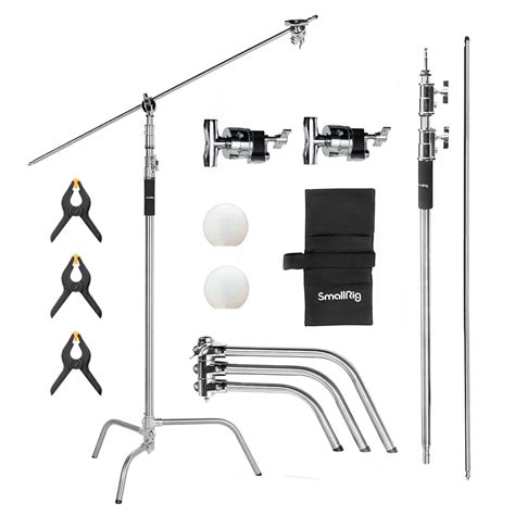 SmallRig RA-C330 Heavy Duty C Light Stand with Boom Arm, Max Height 10 ...