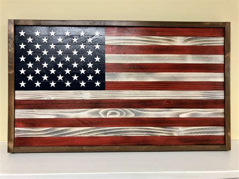 Wooden American Flag 22x44 framed Rustic | Etsy