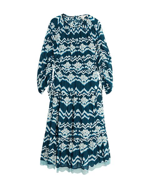 Buy Cupro Blend Printed Midi Waisted Dress at Marks & Spencer
