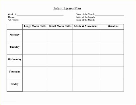 Free Blank Preschool Lesson Plan Templates Of Infant Blank Lesson Plan ...