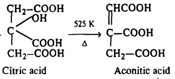 When citric acid is heated at 523 K,the main product formed is
