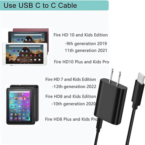 Buy 15W புதிய HD7 8 10 டேப்லெட் ஃபாஸ்ட் சார்ஜர் 6.5Ft USB வகை-C புதிய ...