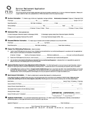 Form 14, Survivor Retirement Application - PERS - Mississippi - Fill ...