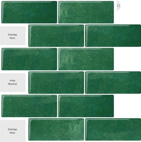 Artemuro 10-Sheets Peacock Green Subway Tiles Peel and Stick Backsplash ...