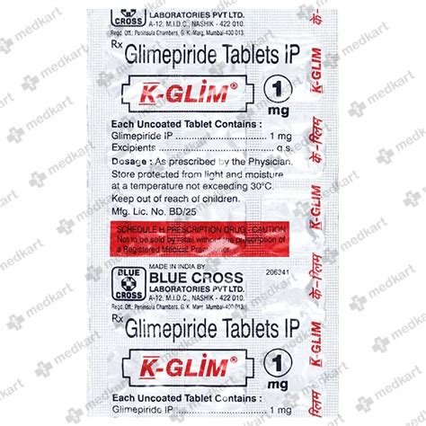 K GLIM 1MG TABLET 15'S Price, Uses, Side Effects & Substitutes | Medkart