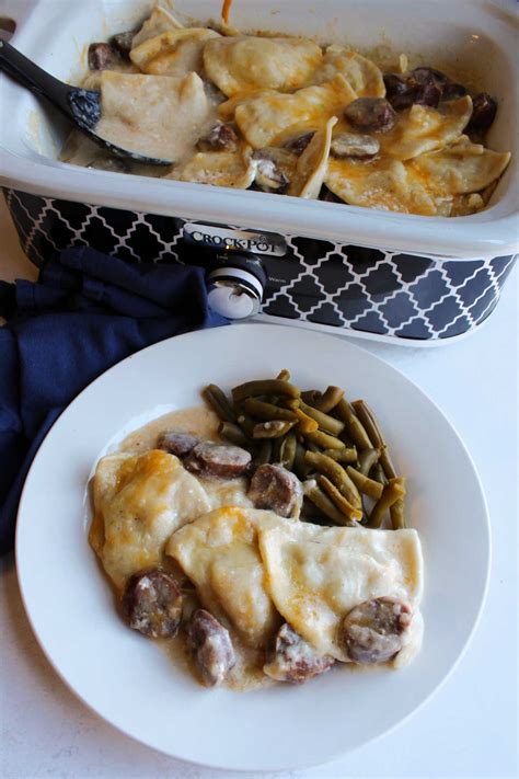 Creamy Crockpot Pierogies and Kielbasa - Cooking With Carlee