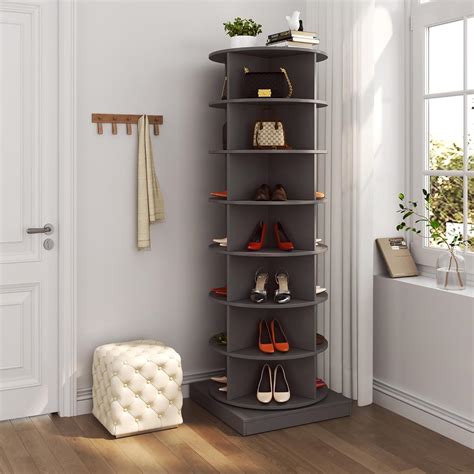 KUVADAZ Modern 7-Tier Grey Rotating Shoe Rack Tower, India | Ubuy