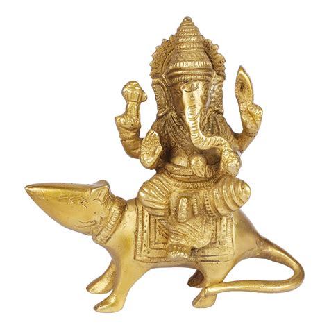Buy Kartique Brass Ganesh Bhagwan Sitting on Mooshak Sawari Mangalkari ...