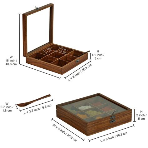 Buy Sheesham Wood Square Spice Box (9 Containers) With Spoon Online ...