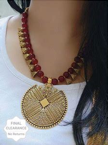 qto Alloy Gold-plated Maroon, Gold Jewellery Set Price in India - Buy ...